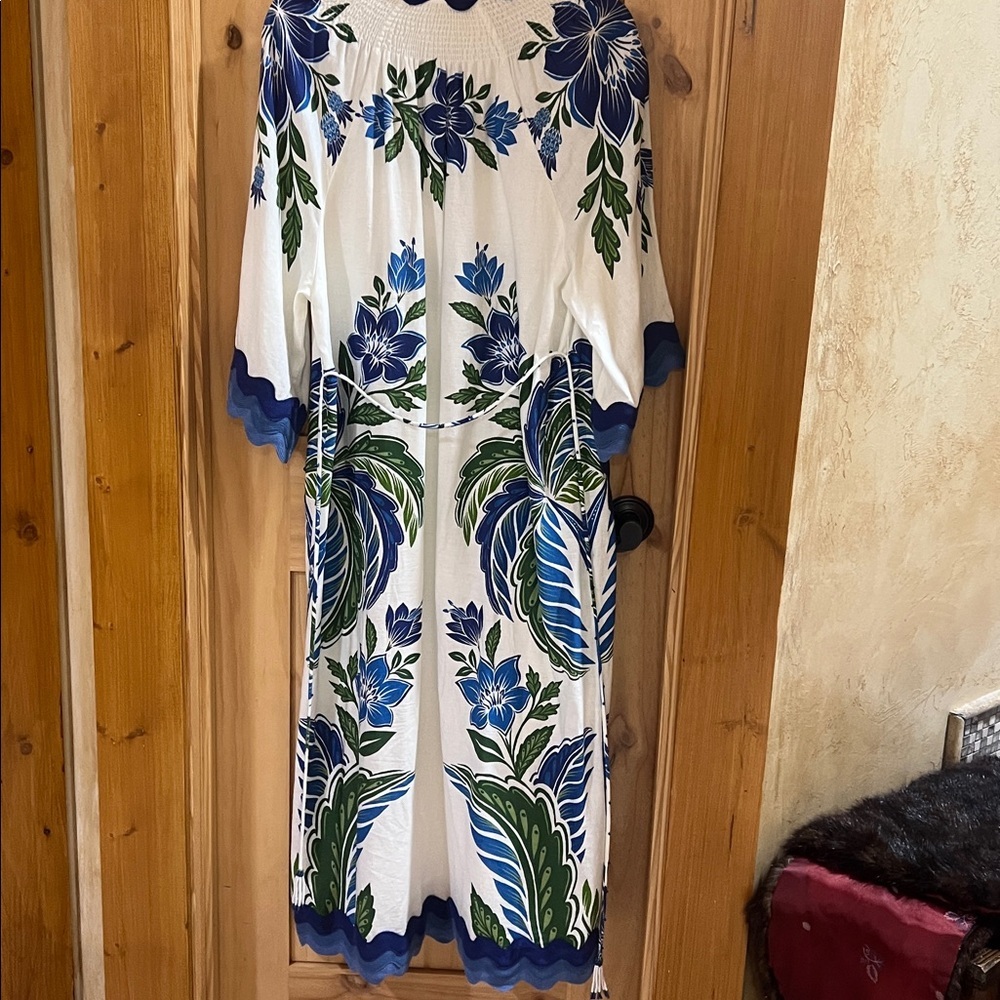 FARM RIO Off-White Tropicance Tunic Lenzing™ Ecovero™ Euroflax™ Midi Dress M NWT - Picture 14 of 16